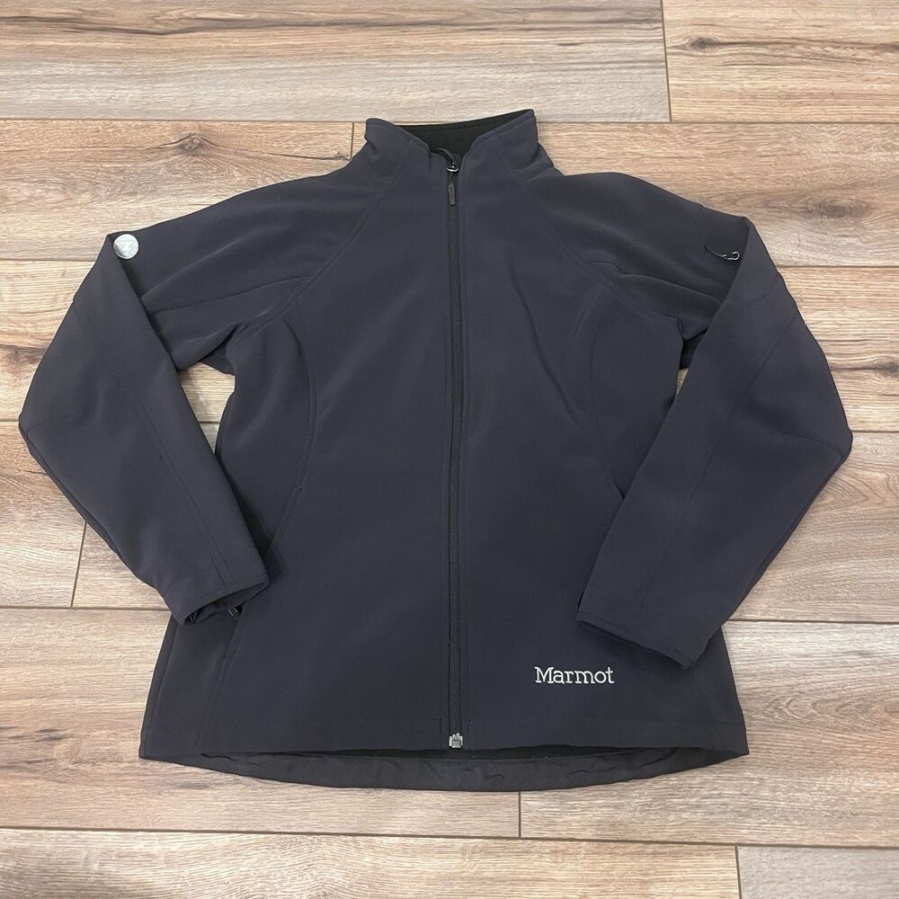 Marmot Black Full Zip Softshell Jacket Coat Hiking Men's Size S Nylon
